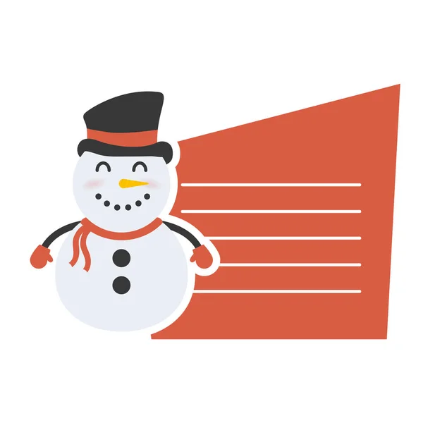快乐的圣诞节可爱的雪人和卡上的人物 — 图库矢量图片