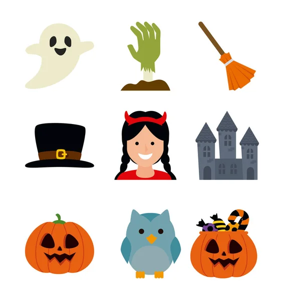 Paquete de Halloween con iconos de conjunto — Vector de stock