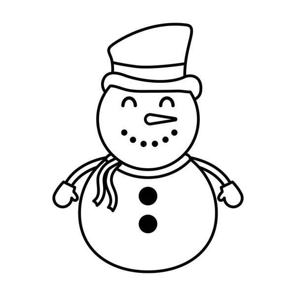 Joyeux noël personnage bonhomme de neige mignon — Image vectorielle