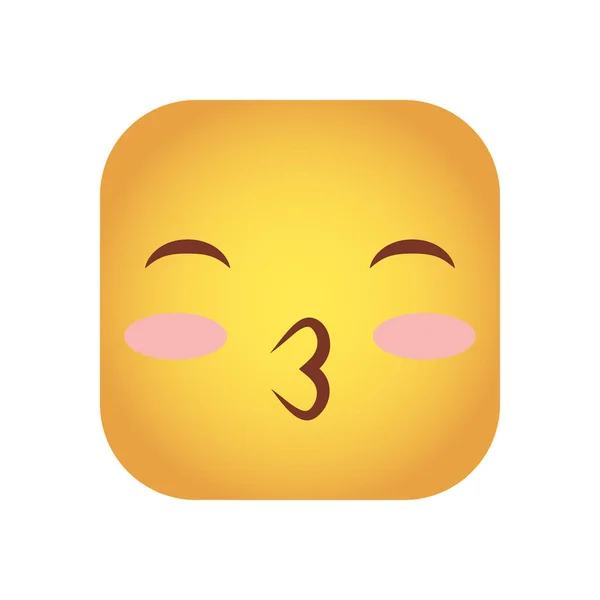 Čtverec emoticon líbání tvář znak ikona — Stockový vektor