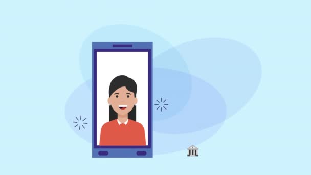 Smartphone con animazione social media marketing — Video Stock