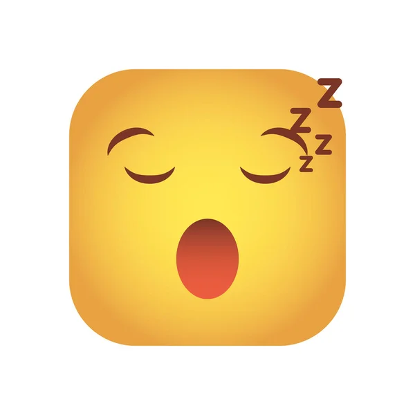 Kwadratowy emoticon śpiąca twarz charakter — Wektor stockowy