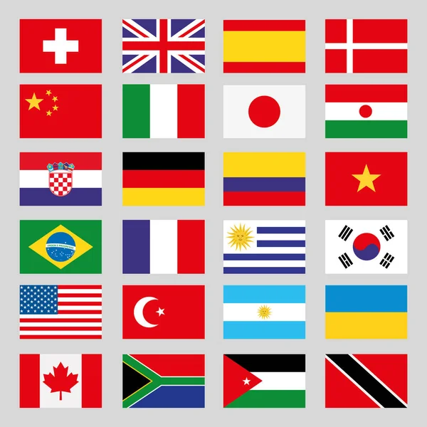 Design de vetor de conjunto de ícone de bandeira isolado — Vetor de Stock