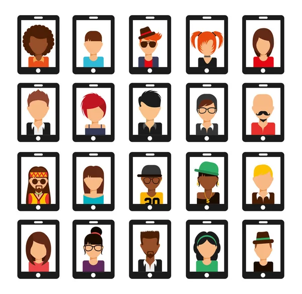 Diseño de conjunto de iconos de avatares de redes sociales aislados — Vector de stock