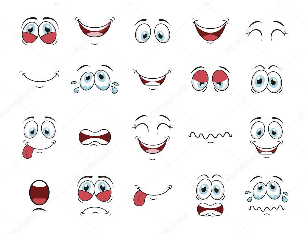 Cartoon face icon set vector design