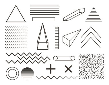 İzole edilmiş geometrik şekiller ikon set vektör tasarımı