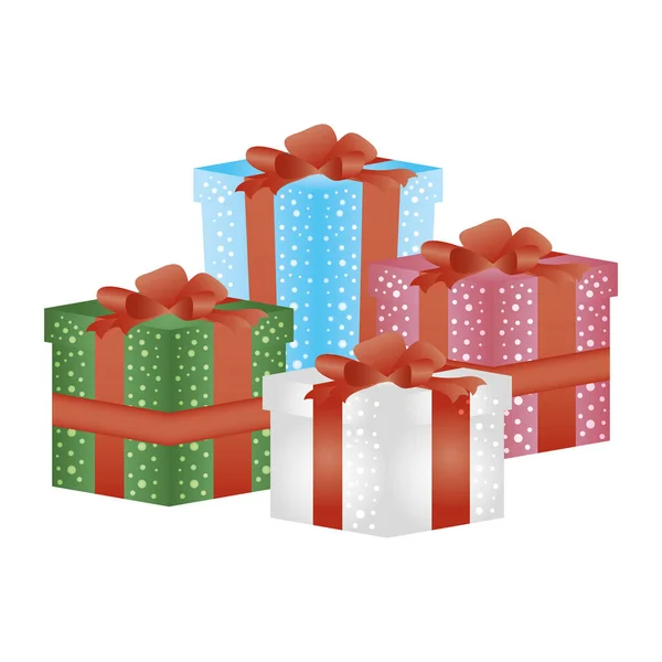 Geschenken dozen presenteert geïsoleerde pictogrammen — Stockvector