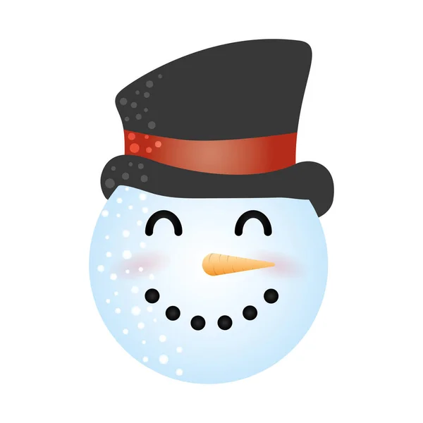 Feliz navidad lindo muñeco de nieve cabeza carácter — Vector de stock