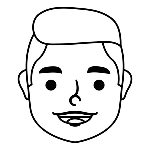 Joven hombre cabeza carácter icono — Vector de stock