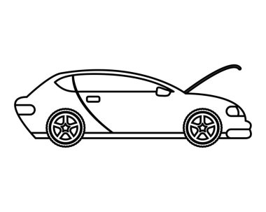 Açık kaput mekaniği simgesine sahip araba