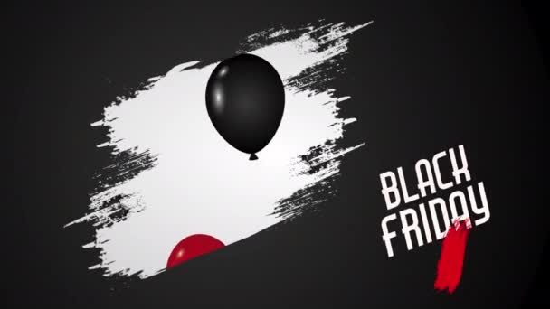 Czarny piątek oferty etykieta z balonów helu pływające — Wideo stockowe