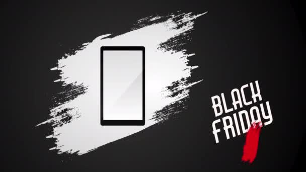 Negro viernes ofertas etiqueta con bolsas de compras — Vídeos de Stock