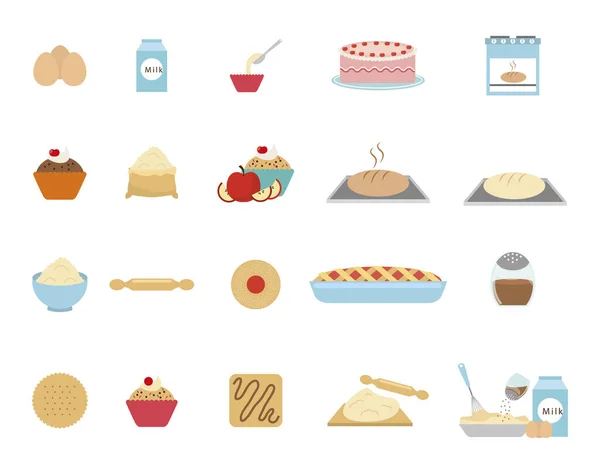 Dulce panadería icono conjunto vector de diseño — Vector de stock