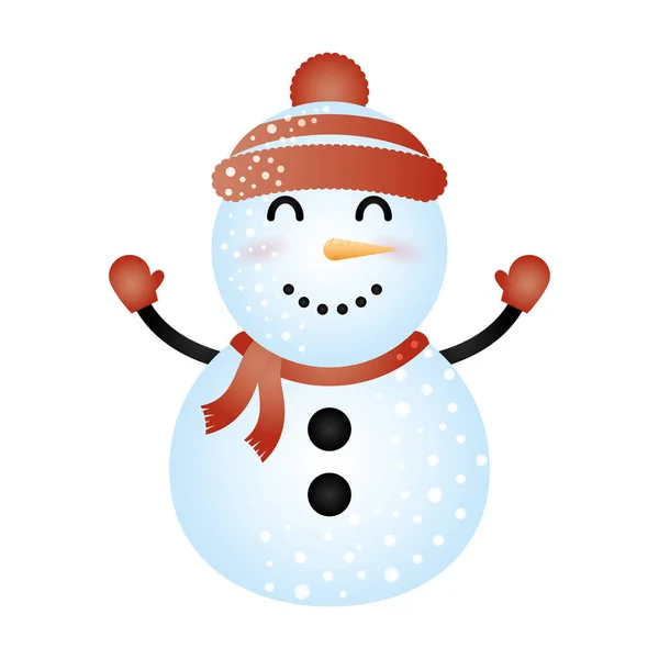 Frohe Weihnachten netter Schneemann Charakter — Stockvektor