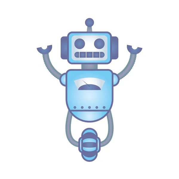 Robot con ruedas cyborg icono aislado — Vector de stock