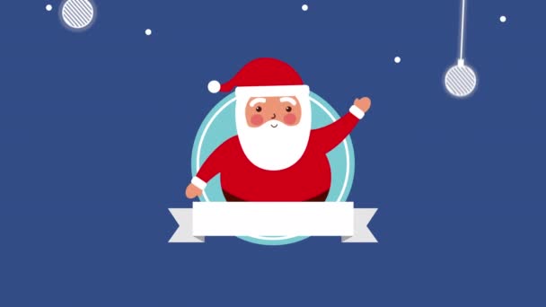 Feliz tarjeta de navidad feliz con santa claus — Vídeos de Stock