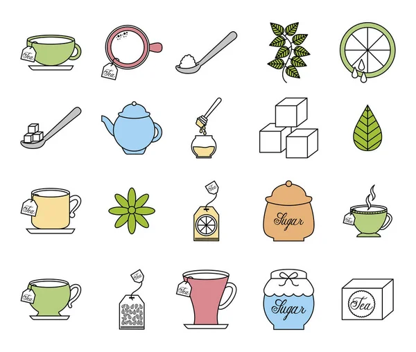 Izolowany zestaw ikon herbaty wektor projektu — Wektor stockowy