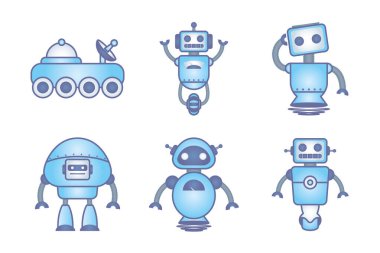 Bir yığın robot cyborg simgeleri