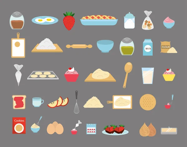 Dulce panadería icono conjunto vector de diseño — Vector de stock