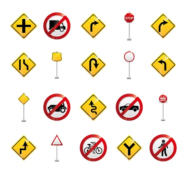 Isolado ícone sinal de estrada conjunto vetor design —  Vetores de Stock