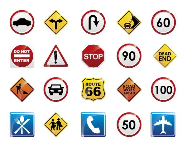 Векторный дизайн обособленных дорожных знаков — стоковый вектор