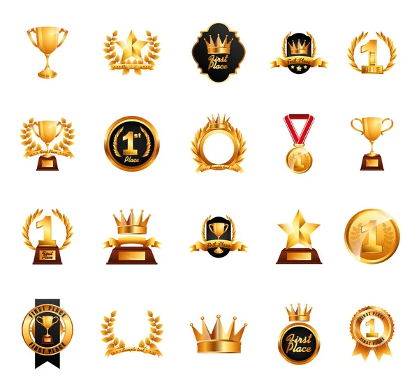Design de vetor de conjunto de ícones de prêmios isolados — Vetor de Stock
