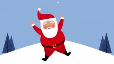 Kar manzaralı Noel Baba 'yla mutlu noeller.