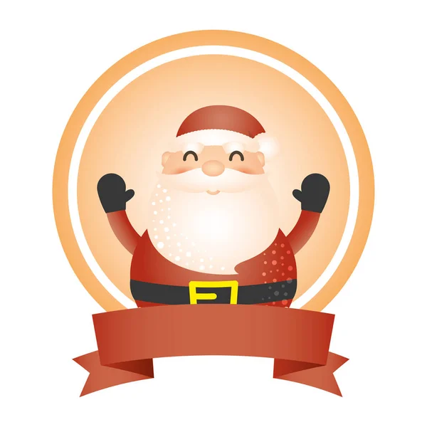 Frohe Weihnachten Weihnachtsmann mit rundem Rahmen — Stockvektor