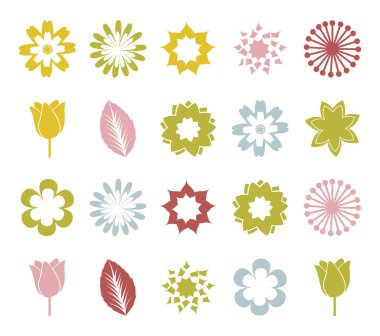 Ayrı çiçek simgesi vektör tasarımı