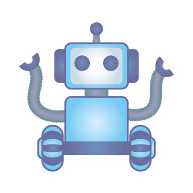 Tekerlekli robot cyborg izole simgesi