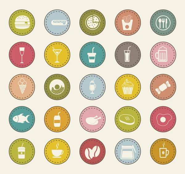 Eten en drinken pictogram set verpakking vector ontwerp — Stockvector