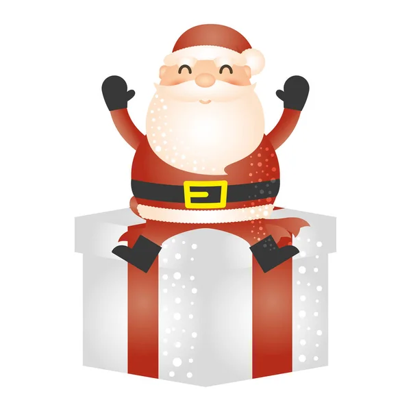 Feliz navidad santa claus en carácter de regalo — Vector de stock