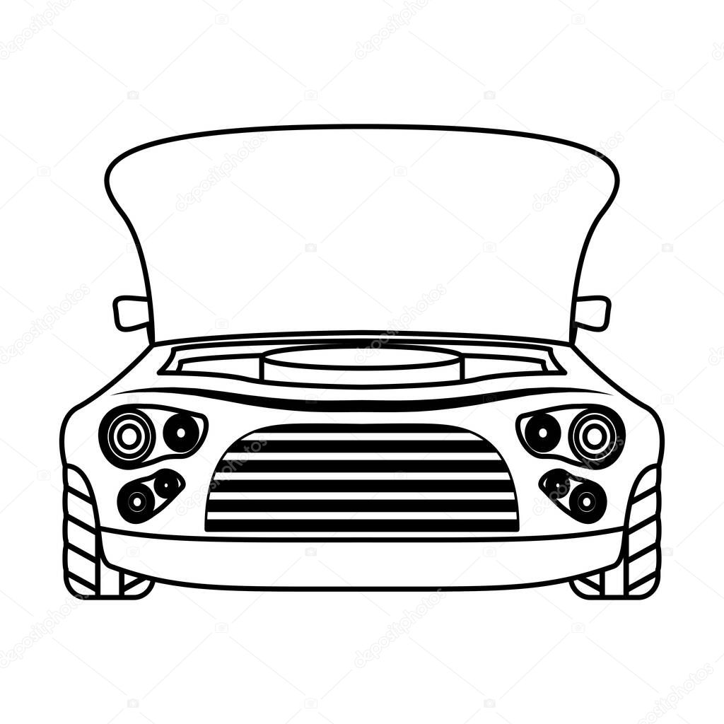 car with open bonnet mechanic icon