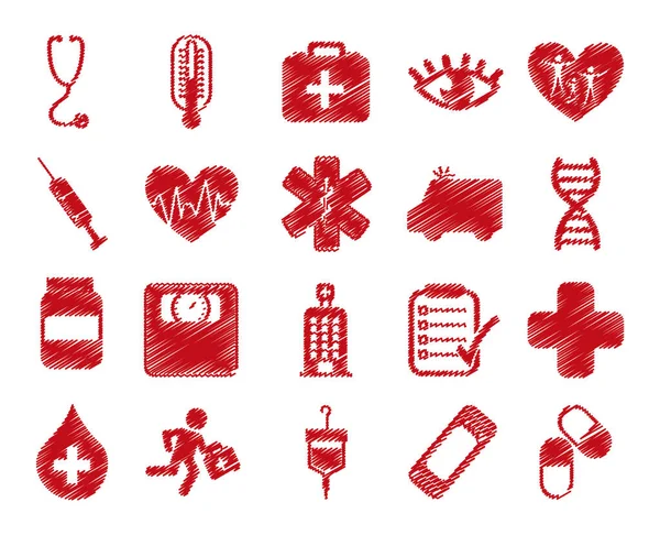 Icono médico aislado conjunto de diseño de vectores — Vector de stock