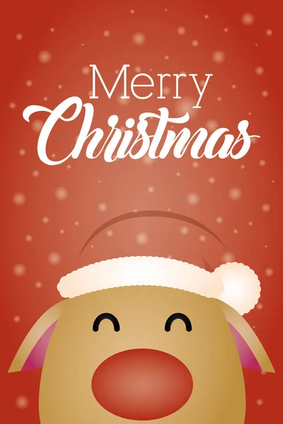 Feliz cartão de Natal com caráter bonito rena —  Vetores de Stock