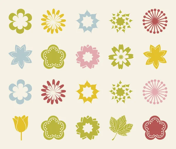 孤立した花のアイコンセットベクトルデザイン — ストックベクタ