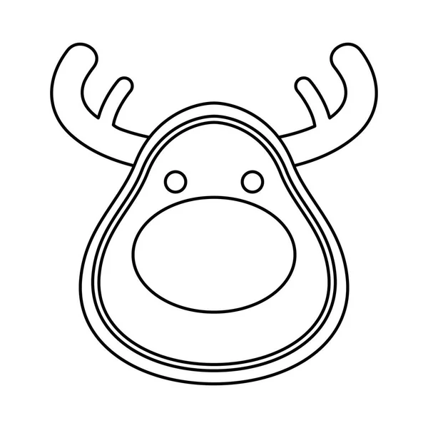 Merry christmas cute reindeer head character — Stock Vector