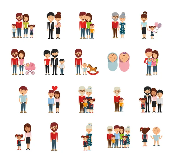 Membres de la famille icône set vectoriel design — Image vectorielle