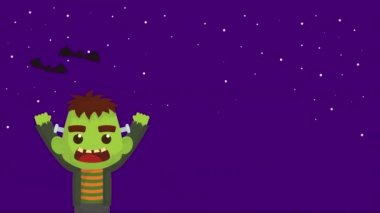 Frankenstein ve Balkabağı suratlı Cadılar Bayramı sahnesi