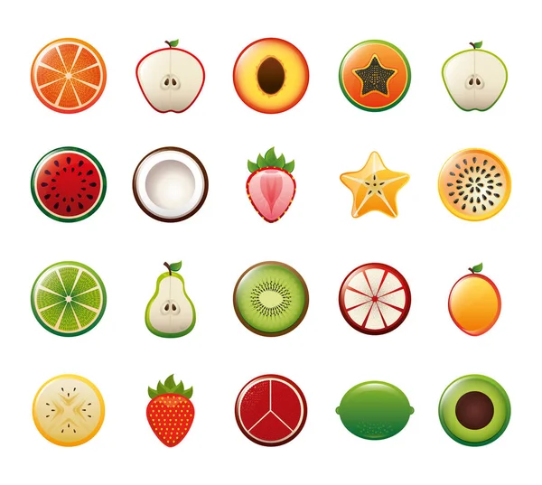 Diseño de vectores de iconos de frutas aisladas — Vector de stock