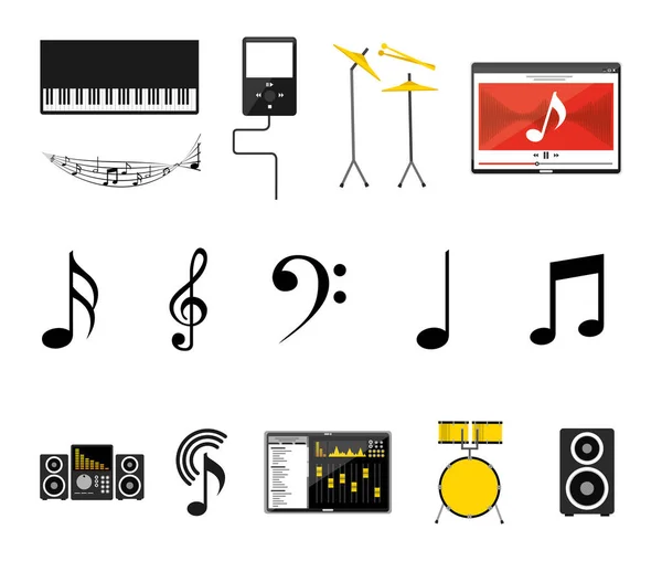 Muziek icoon set vector ontwerp — Stockvector