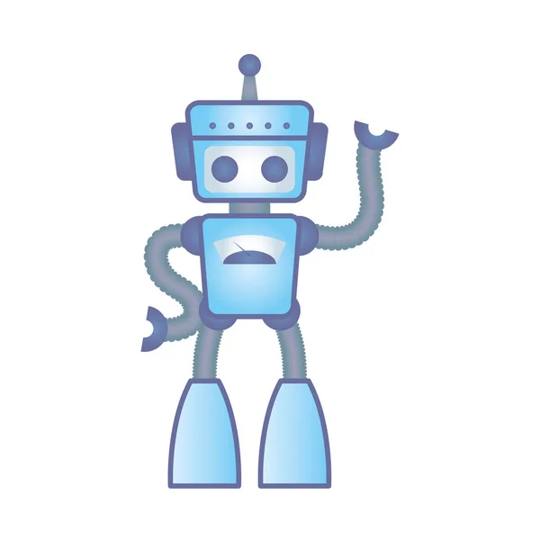Robot humanoid cyborg ikon terisolasi - Stok Vektor
