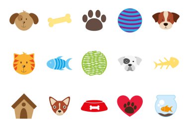 İzole edilmiş hayvan simgesi kümesi vektör tasarımı