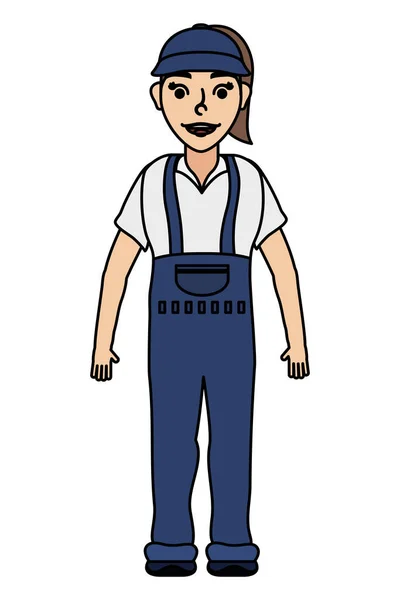 Female young mechanic worker avatar character — Stock Vector