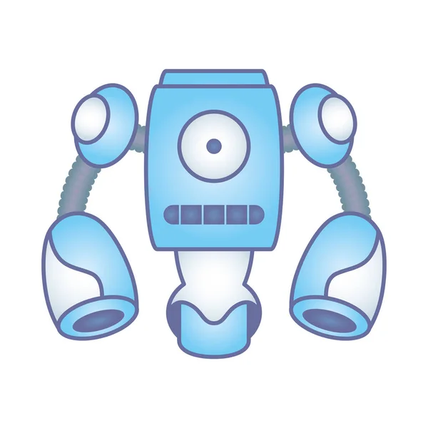 Robot with wheels cyborg isolated icon — Stock Vector