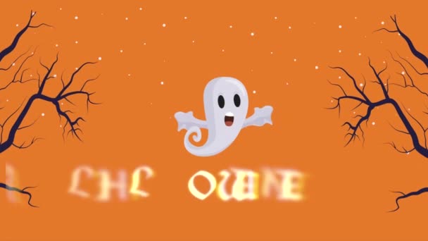 Karanlık cadılar bayramı sahnesi hayaletle — Stok video