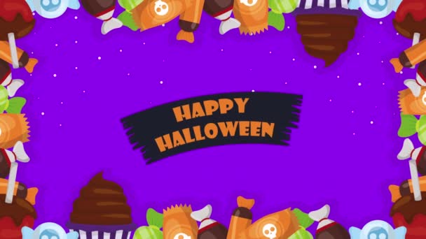 Halloween dark scene with sweet candies — стоковое видео