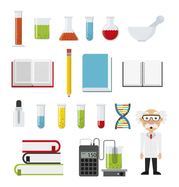 Design de vetor conjunto de ícones de química —  Vetores de Stock