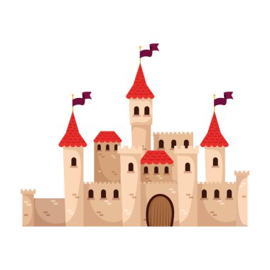 Bayrakları izole edilmiş şato peri masalı