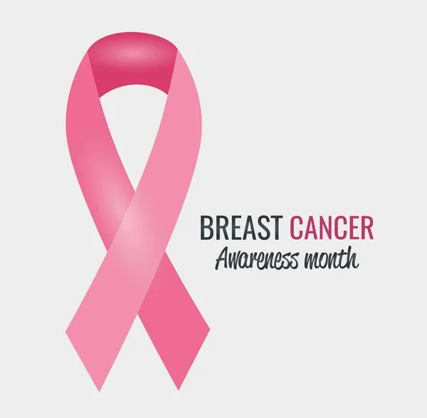 Affisch bröstcancer medvetenhet månad med band — Stock vektor